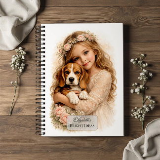 Mädchen mit Beagle-Welpe Notizblock