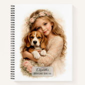 Mädchen mit Beagle-Welpe Notizblock (Vorderseite)