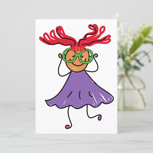 Mädchen mit Big-Gläser Lila Kleidung Einladung