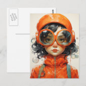 Mädchen mit Big Glasses Postkarte (Vorne/Hinten)