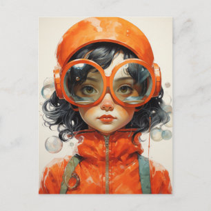 Mädchen mit Big Glasses Postkarte