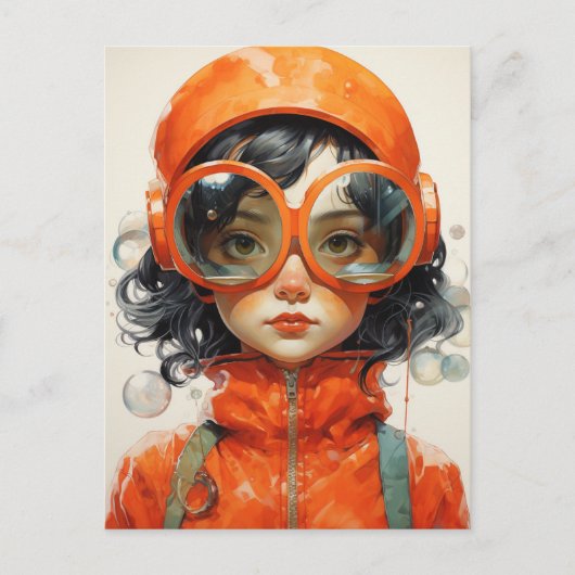 Mädchen mit Big Glasses Postkarte (Vorderseite)