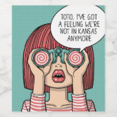 Mädchen mit Binoculars Illustration Weinlese Weinetikett (Einzelnes Label)