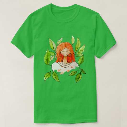 Mädchen mit Blätter T-Shirt (Design vorne)