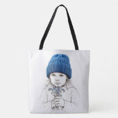 Mädchen mit blauem Strickhut Tasche (Vorderseite)