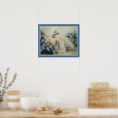 Mädchen mit blauen Hydrangeas Poster (Küche)