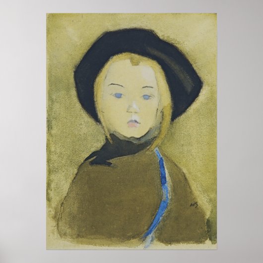 Mädchen mit blauer Schleife, Helene Schjerfbeck Poster (Vorne)