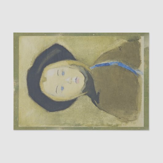 Mädchen mit blauer Schleife, Helene Schjerfbeck Seidenpapier (Vorderseite)
