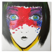 Mädchen mit Blue Eyes Keramik Tile Fliese (Vorderseite)