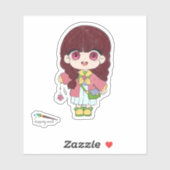 Mädchen mit Blume Aufkleber (Blatt)