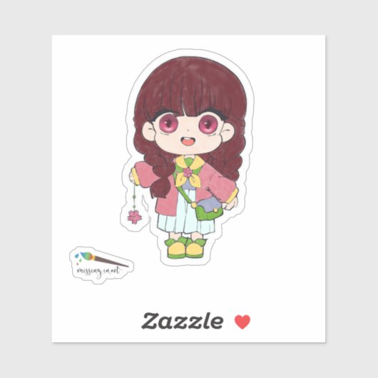 Mädchen mit Blume Aufkleber (Blatt)