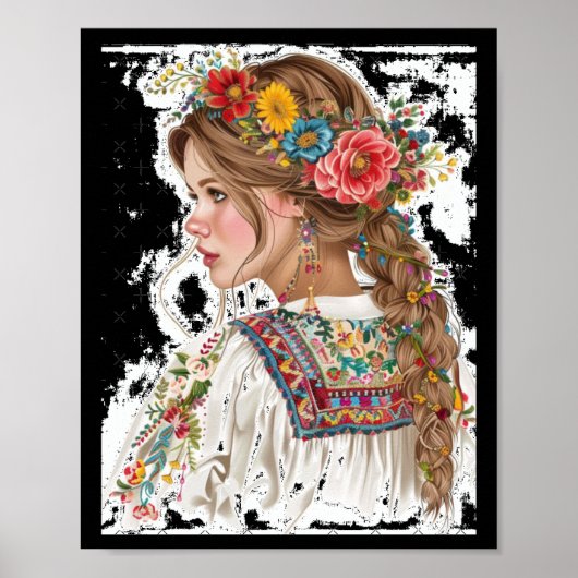 Mädchen mit Blume-Aufkleber1 Poster (Vorne)