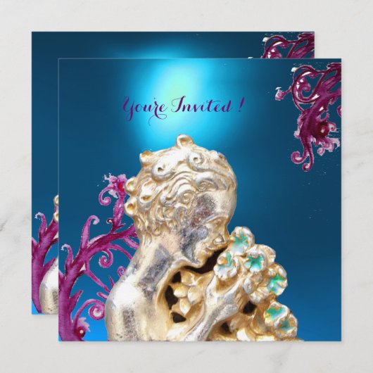 MÄDCHEN MIT BLUME ,Blue Saphir Einladung (Vorne/Hinten)