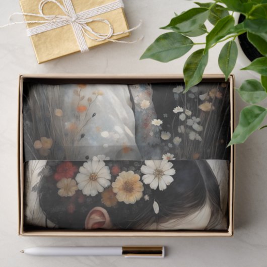 Mädchen mit Blume & Dragonfly-Decoupage Seidenpapier (Geschenk)