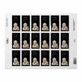 MÄDCHEN MIT BLUME, Gold, Schwarz Adressaufkleber (Vorne)