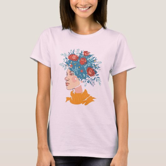 Mädchen mit Blume im Haar T-Shirt (Vorderseite)