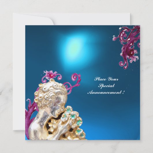 MÄDCHEN MIT BLUME IN GOLD GLITZERN, Blue Saphir Einladung (Rückseite)