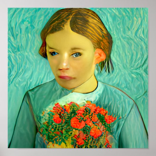 Mädchen mit Blume in van gogh Poster & Prints (Vorne)