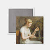 Mädchen mit Blume Magnet (Vorderseite/Rückseite)