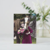 Mädchen mit Blume Postkarte (Stehend Vorderseite)