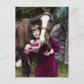 Mädchen mit Blume Postkarte (Vorderseite)