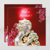 MÄDCHEN MIT BLUME, Red Ruby Einladung (Vorne/Hinten)