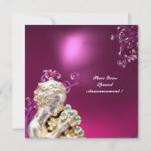 MÄDCHEN MIT BLUME, rosa Lila Amethyst Einladung (Rückseite)