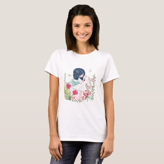 Mädchen mit Blume T-Shirt (Vorne ganz)