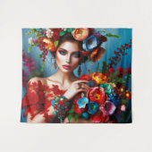 Mädchen mit Blume Wandteppich (Vorderseite (Horizontal))