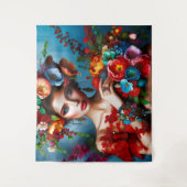 Mädchen mit Blume Wandteppich (Vorderseite)