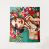 Mädchen mit Blume Wandteppich (Vorderseite)