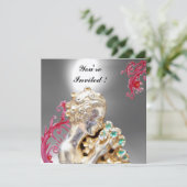 MÄDCHEN MIT BLUME , Weißer Mond Einladung (Stehend Vorderseite)