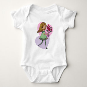Mädchen mit Blumen Baby Strampler
