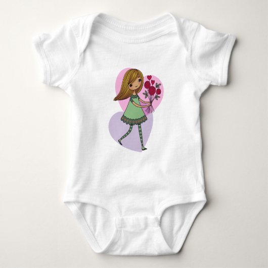 Mädchen mit Blumen Baby Strampler (Vorderseite)