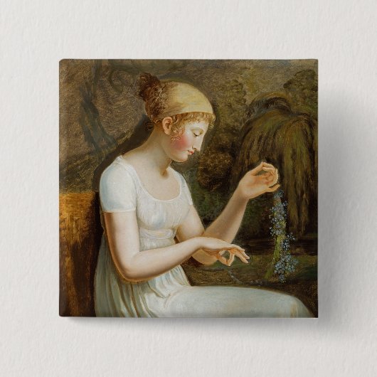 Mädchen mit Blumen Button (Vorderseite)