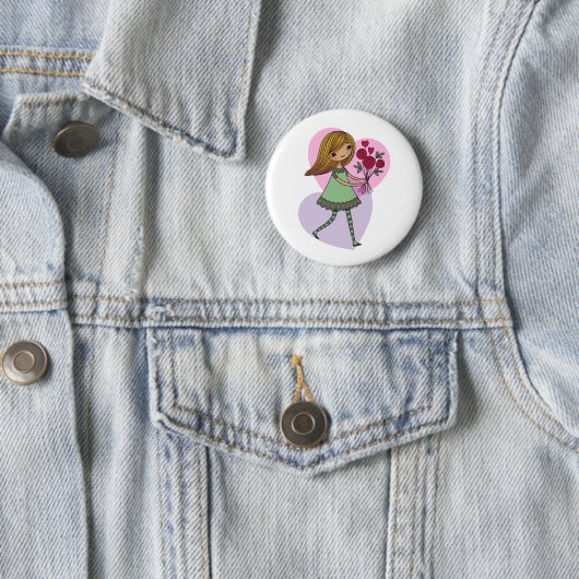 Mädchen mit Blumen Button (Beispiel)