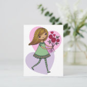 Mädchen mit Blumen Dankeskarte (Stehend Vorderseite)
