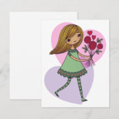 Mädchen mit Blumen Dankeskarte (Vorne/Hinten)