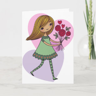 Mädchen mit Blumen Karte