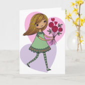 Mädchen mit Blumen Karte (Gelbe Blume)