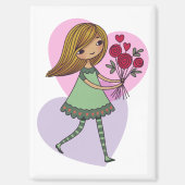 Mädchen mit Blumen Magnet (Vorderseite)