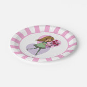 Mädchen mit Blumen Pappteller (Schrägansicht)