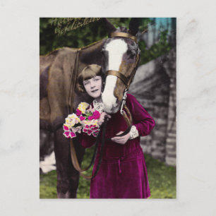 Mädchen mit Blumen Postkarte