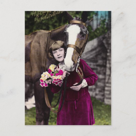 Mädchen mit Blumen Postkarte (Vorderseite)