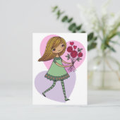 Mädchen mit Blumen Postkarte (Stehend Vorderseite)