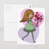 Mädchen mit Blumen Postkarte (Vorne/Hinten)