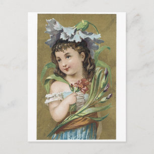 Mädchen mit Blumen Sammelkarten Postkarte