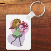 Mädchen mit Blumen Schlüsselanhänger (Rückseite)