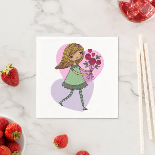Mädchen mit Blumen Serviette