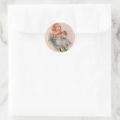 Mädchen mit Blumen Stickern Runder Aufkleber (Tasche)